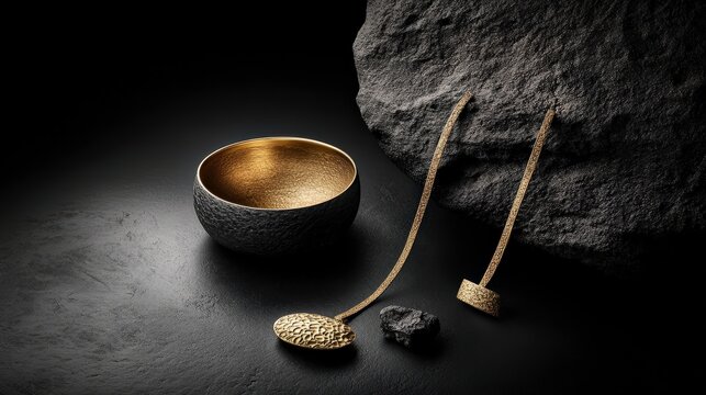 Capture the essence of opulence and history with a panoramic view showcasing the evolution of gold in art and jewelry Blend ancient motifs with modern aesthetics for a timeless visual journey.,