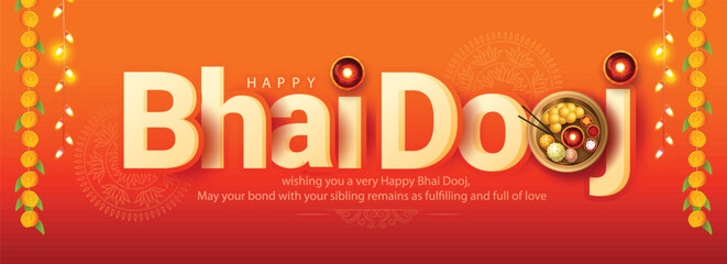creative poster illustration of bhai dooj with Indian festival background