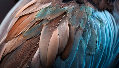 Fototapeta premium 鳥の羽の一枚一枚をクローズアップ。羽根の細かい繊維と柔らかな曲線が美しく見える