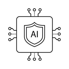 Artificial Intelligence Security Shield Vector ICon Design, AI shield, data protection, cybersecurity