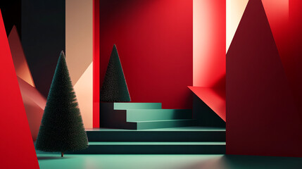 Obraz premium Merry Christmas and Happy new year, concept Modern geometric.
