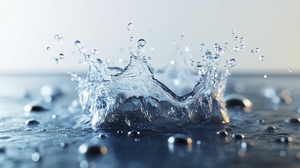 A water splash with droplets scattered on the surface
