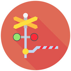 Level Crossing rounded multi color icon, use for UI, UX, app and web development, digital or print. for industry, education, construction, transportation, traffic management theme.
