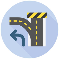 Left Turn rounded multi color icon, use for UI, UX, app and web development, digital or print. for industry, education, construction, transportation, traffic management theme.