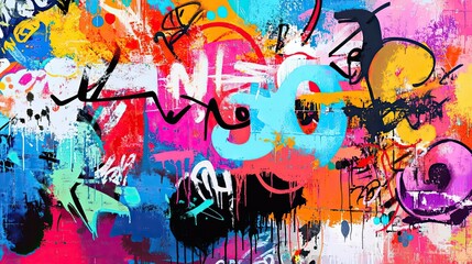Abstract Urban Graffiti Art with Vibrant Colors and Bold Strokes