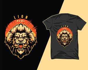 lion japanese tshirt design