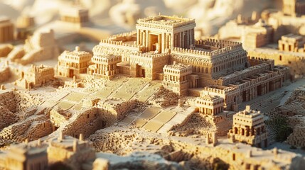 Ancient Blocky Civilization in Minimalist Style