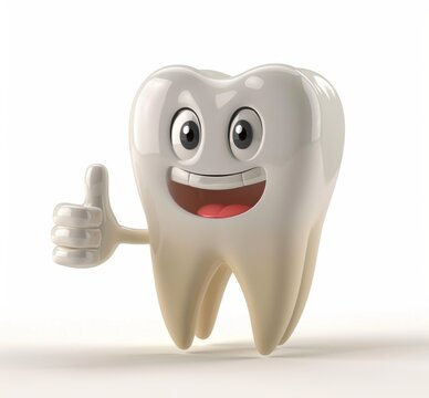recommend clip art: tooth cartoon character smiling and giving thumbs up, clip art white background 