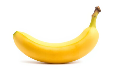 A banana is sitting on a white background