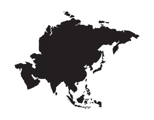 map of Asia black vector design