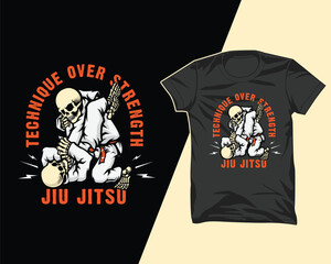 skeleton jiu jitsu tshirt design