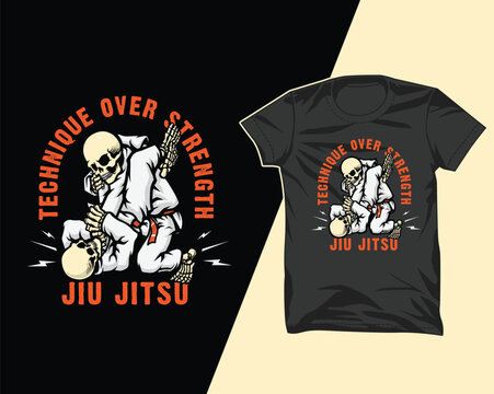 skeleton jiu jitsu tshirt design