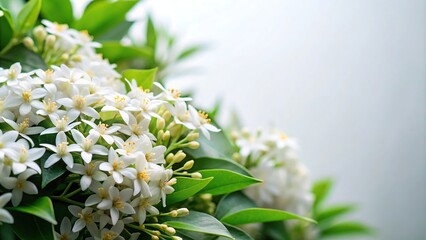Background of white flowers on green leaves