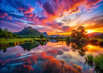 Selbstklebende Fototapeten Stunning landscape photography showcasing vibrant colors and dramatic lighting in nature’s beauty © Danicha