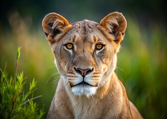 Obraz premium Stunning Lioness Portrait in Majestic Wilderness Capturing the Essence of Nature's Beauty and Power