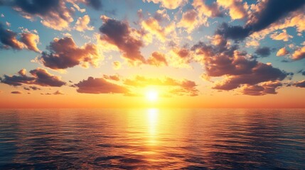 Fototapeta premium Tranquil Sunset Over Calm Ocean Waters