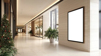 Festive Christmas Specials Display on Large Digital Menu Board at Mall Entrance Mockup