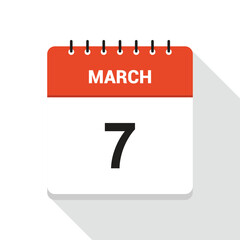 March 7 Calendar Date Icon