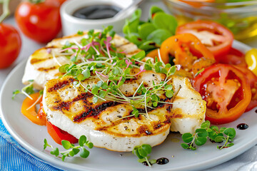 gourmet dish garnished with colorful microgreens