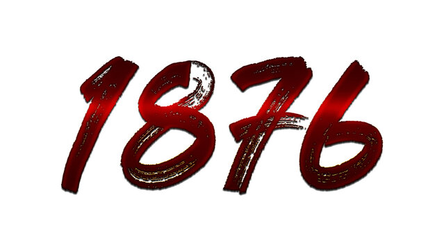3D blood red number design of 1876 on white background.