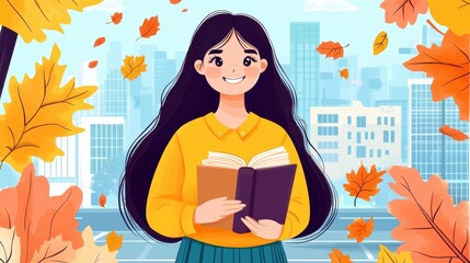 Cute little girl in autumn