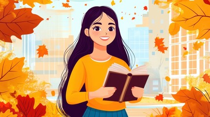 Cute little girl in autumn