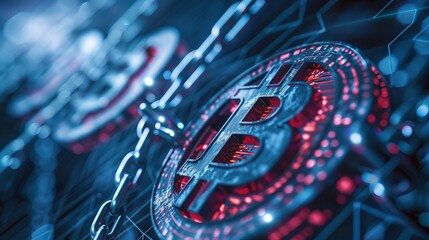 Global digital blockchain network with flowing information and binary code data cells - 3D illustration of distributed ledger and data exchange