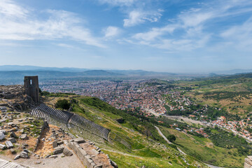 Naklejka premium Theatre in Pergamon ancient city archaeological site in Bergama, Turkey