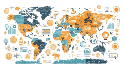 Global market shifts in business trends influencing investment opportunities in 2025, clean vector illustration