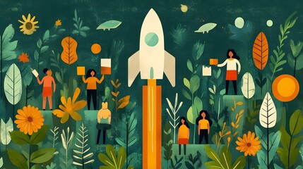 Tech startups leading in stock market performance with global investment trends, dynamic vector illustration