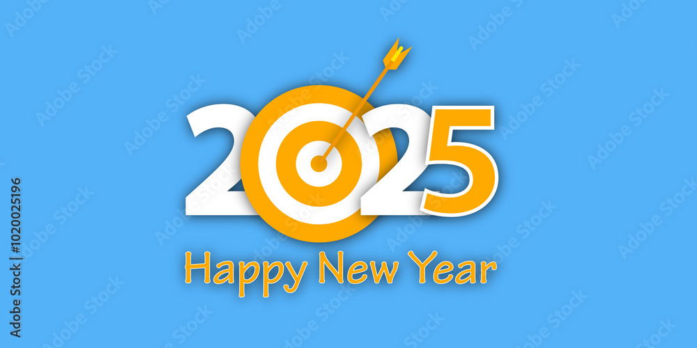 Poster 2025 year goal planning sketch on blue backdrop. countdown and 2025 business planning. happy new yea