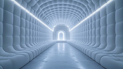 A serene and sterile padded room design, ideal for mental health day campaigns, therapy center promotions, and wellness retreat materials.