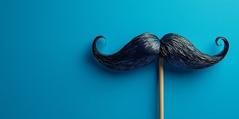 A whimsical mustache on a stick, perfect for promoting mental health awareness. Ideal for Movember campaigns focusing on men's health and well-being.