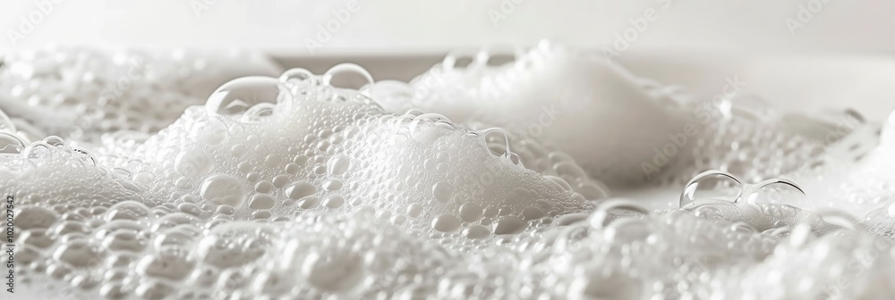 Fototapete a soft layer of fluffy white foam fills a bathtub, creating a tranquil atmosphere perfect for relaxa