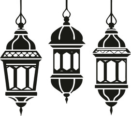 Ramadan lanterns vector silhouette