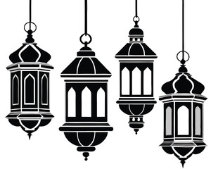 Ramadan lanterns vector silhouette