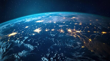 Obraz premium Stunning View of Earth from Space at Night