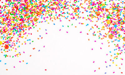 multi color confetti blank space    isolated on white background