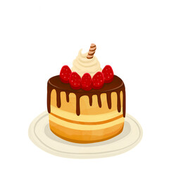pancake with whip cream straberry with wafer for printing, fabric, baking, icon, design source