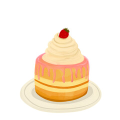 pancake whipcream with straberry  for printing, fabric, baking, icon, design source