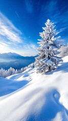 Obraz premium Scenic Panoramic View of Snow-Covered Hills