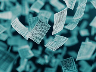 A stunning visual of floating papers creating an abstract pattern, representing chaos and data flow in a digital environment.