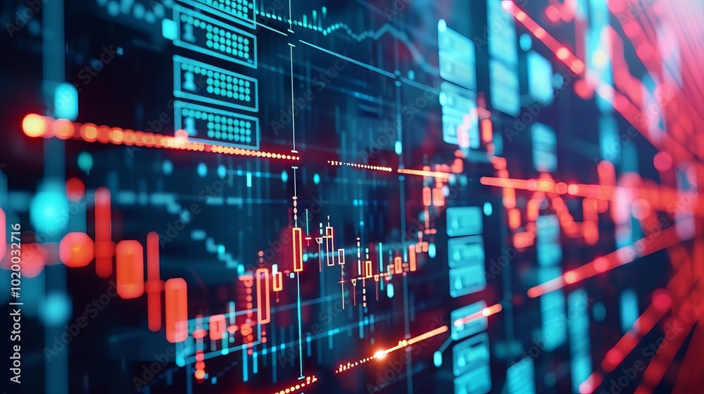 Wall mural innovative blockchain technology background featuring cryptocurrency fintech network, programming el