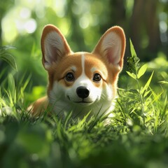Corgi in Grass.