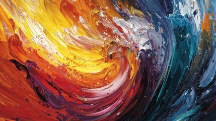 Vibrant Swirling Colors in Abstract Painting