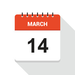 March 14 Calendar Date Icon