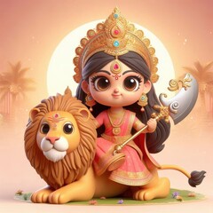 Naklejka premium 3d Goddess Durga, 3d Goddess Lakshmi