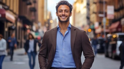 Fototapeta premium Smiling Man in City.