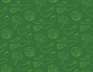vegetables patterns outline green background