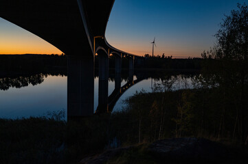 The bridge Stora Hammarsundet in Askersund Sweden in evening light